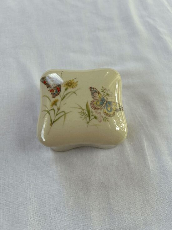 Other - Takahashi Pottery San Francisco Trinket/Jewelry Box Small, Butterflies, Flowers